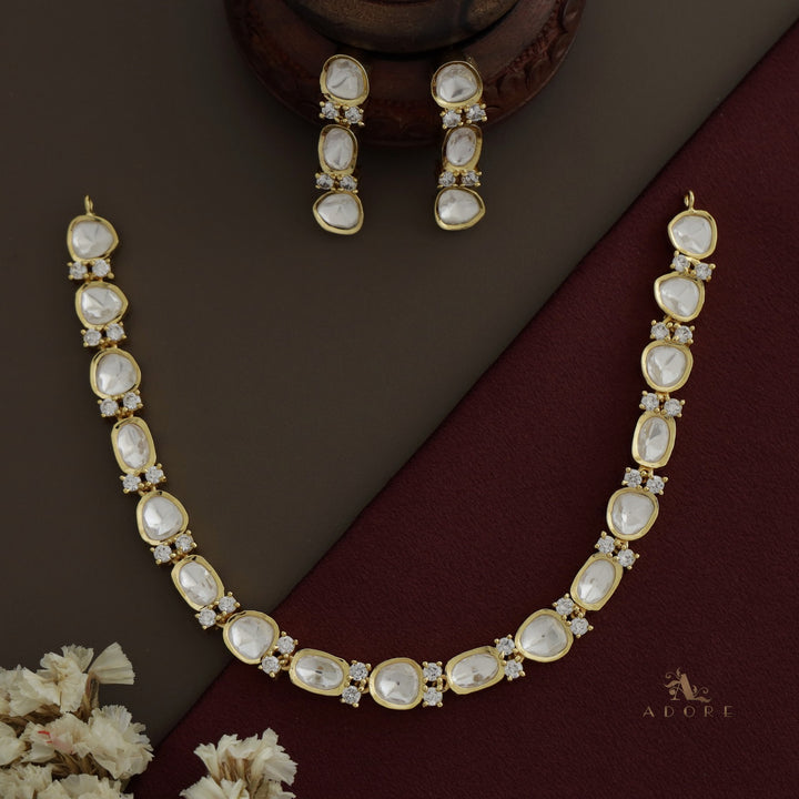 Nagas Polki kundan Short Neckpiece With Earring