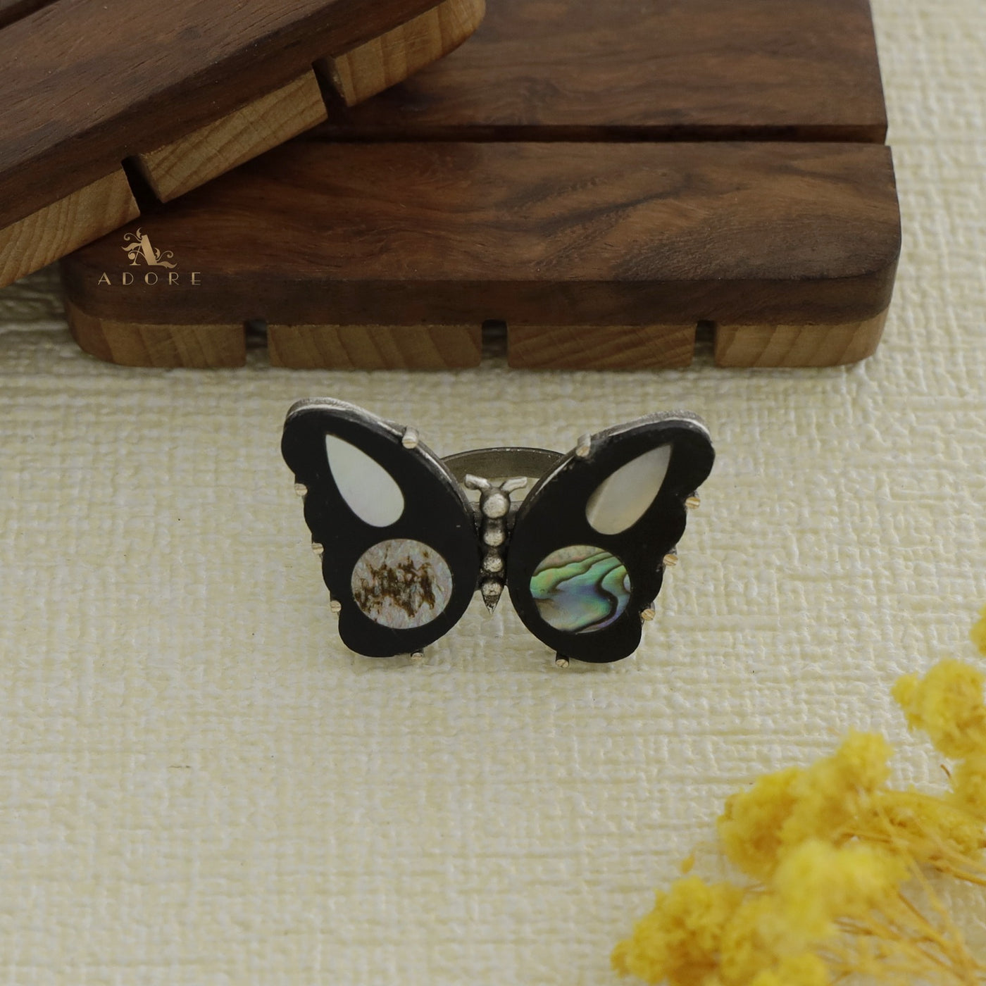 Abalone Butterfly Ring
