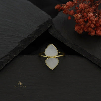 Golden Dual Curvy Triangle MOP Ring