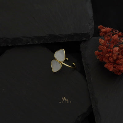 Golden Dual Curvy Triangle MOP Ring