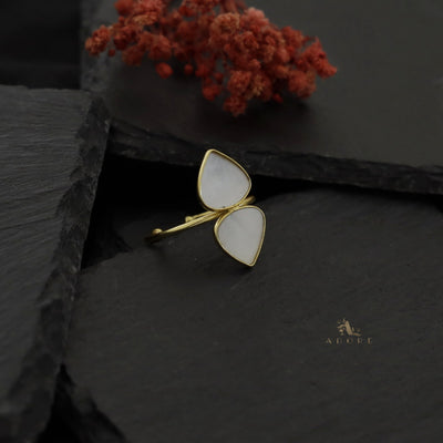 Golden Dual Curvy Triangle MOP Ring