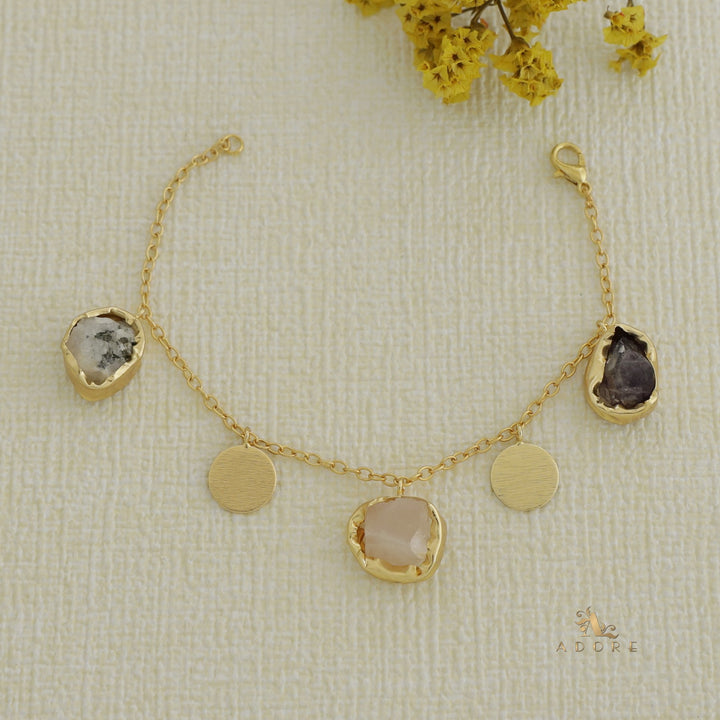 Lyricsa Raw Stone Coin Bracelet