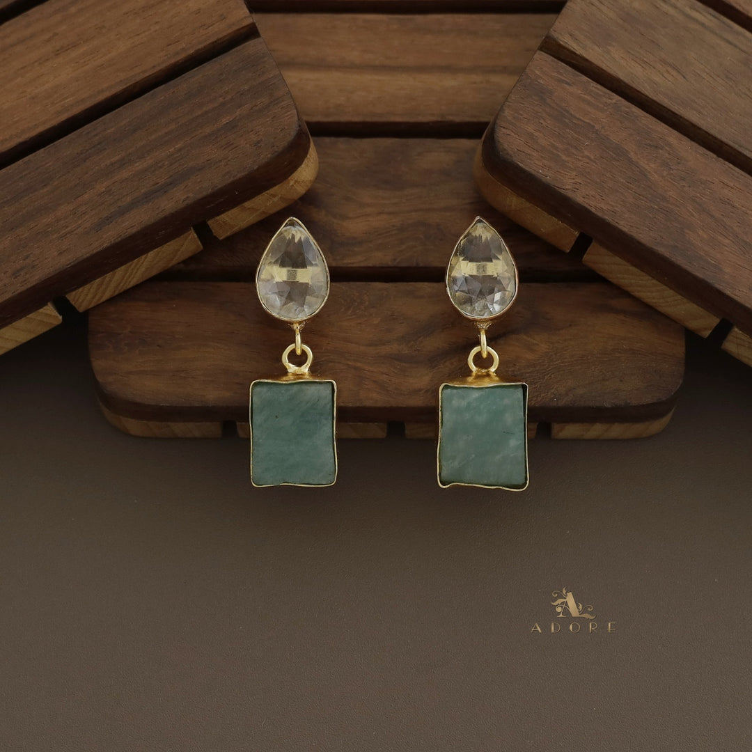 Golden Coin Raw Stone + Glossy Neckpiece With Earring