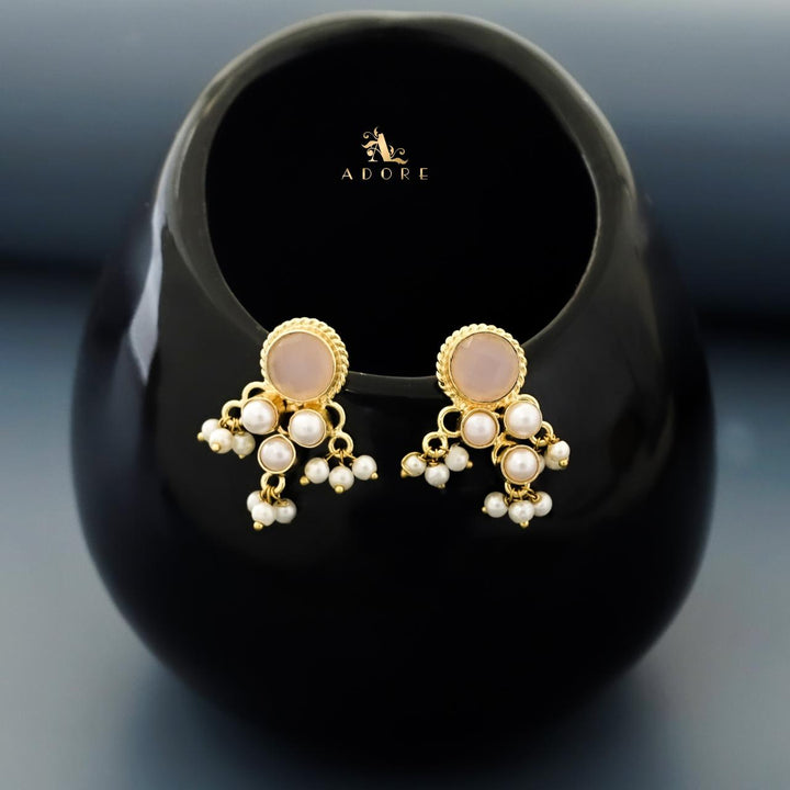 Glossy Round Pearly Tri Pearl Earring