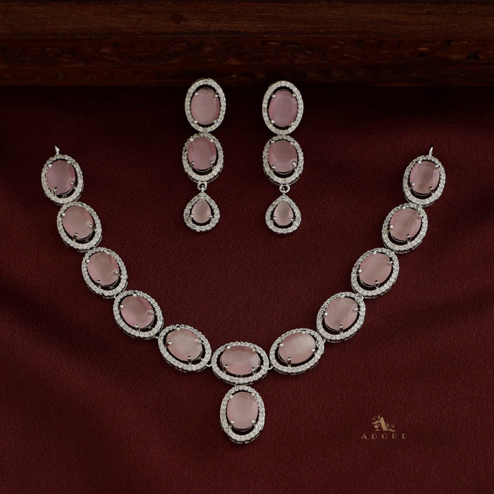 Silver Cordula Oval Short Neckpiece With Earring