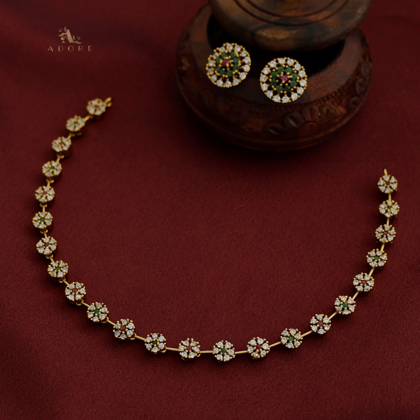 Sayali Flower Neckpiece With Stud – Adore By Priyanka