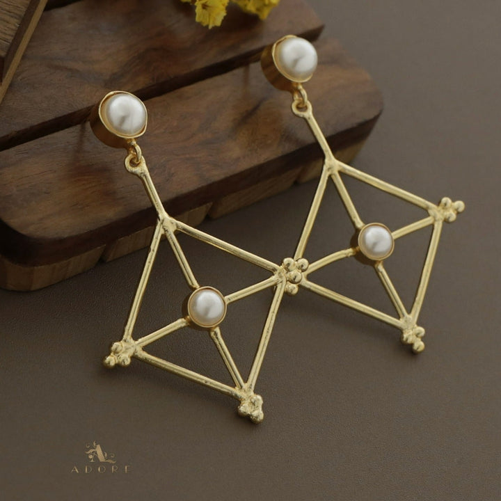 Hiral Pearl Cross Diamond Earring