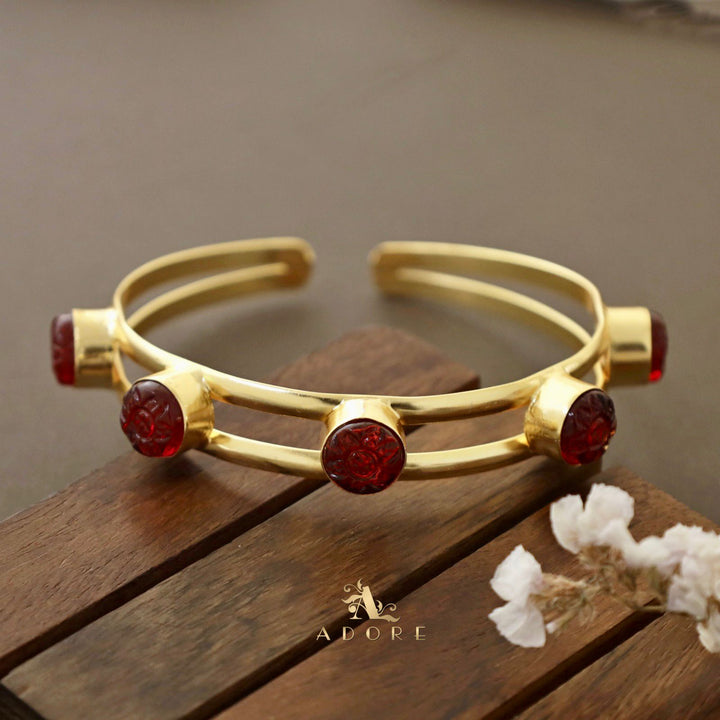 Dual Layer Carved + Pearl Round Bangle