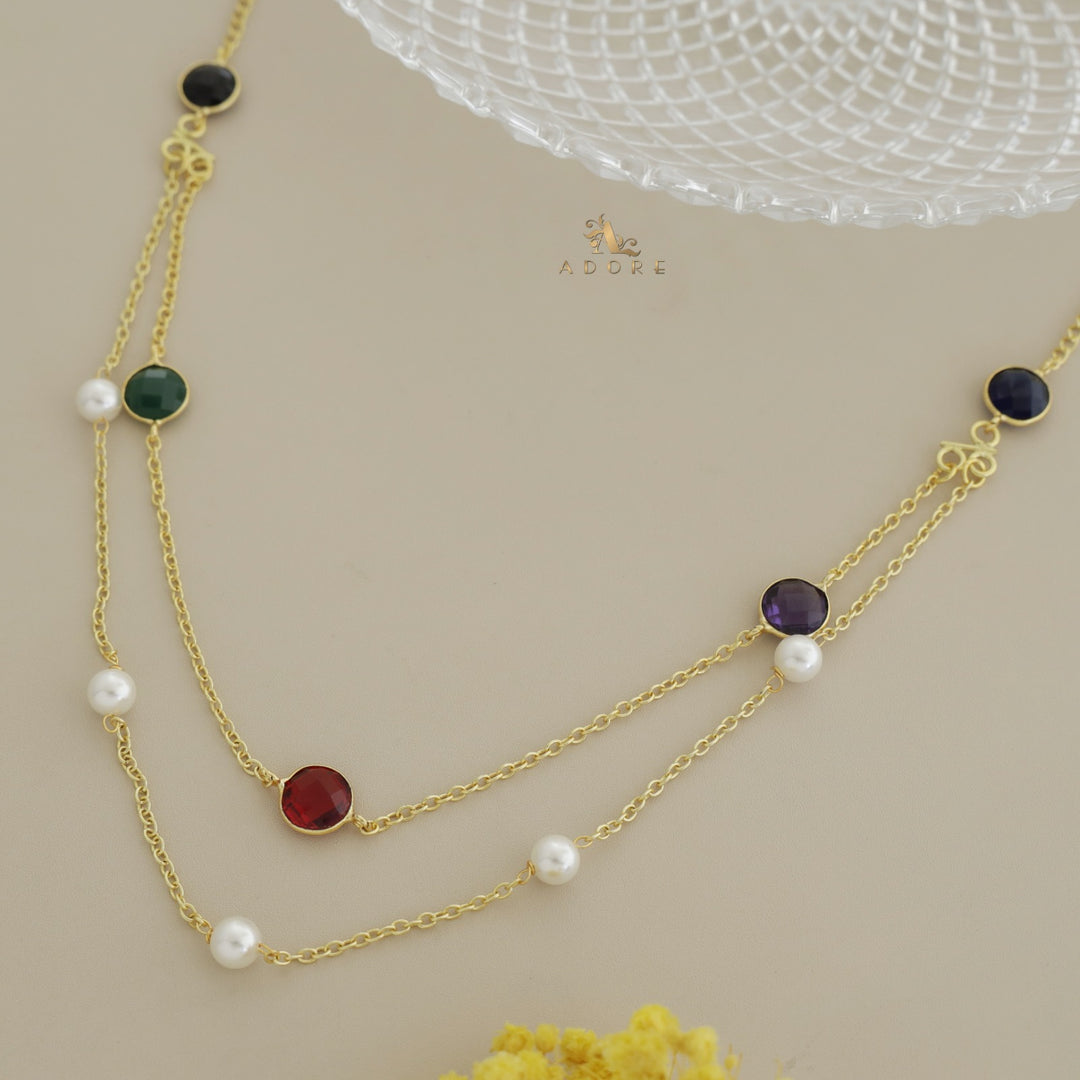 Bhavaikya 2 Layer 5 Stone + Pearl Neckpiece