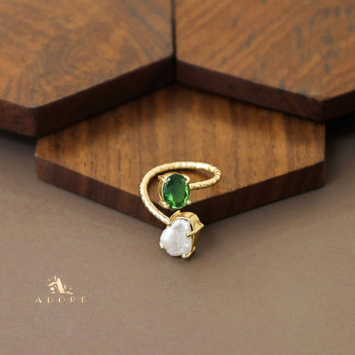 Textured Baroque + Oval Glossy Ring