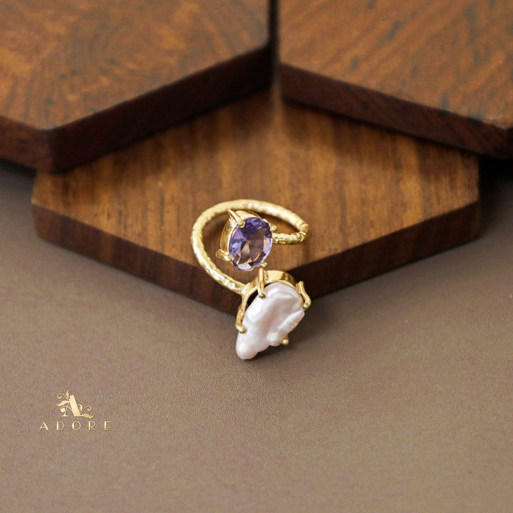 Textured Baroque + Oval Glossy Ring