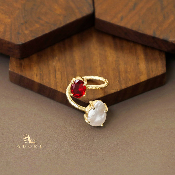 Textured Baroque + Oval Glossy Ring