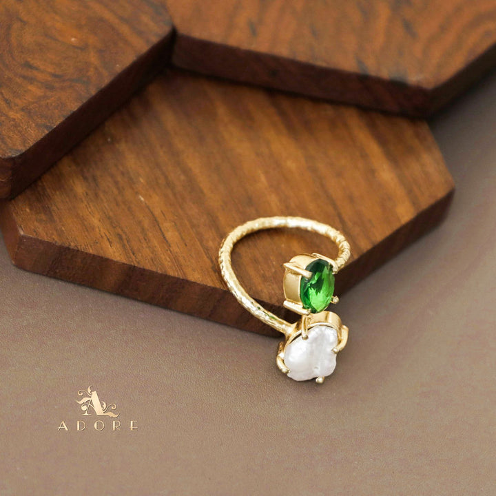 Textured Baroque + Oval Glossy Ring