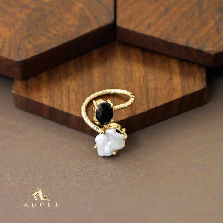 Textured Baroque + Oval Glossy Ring