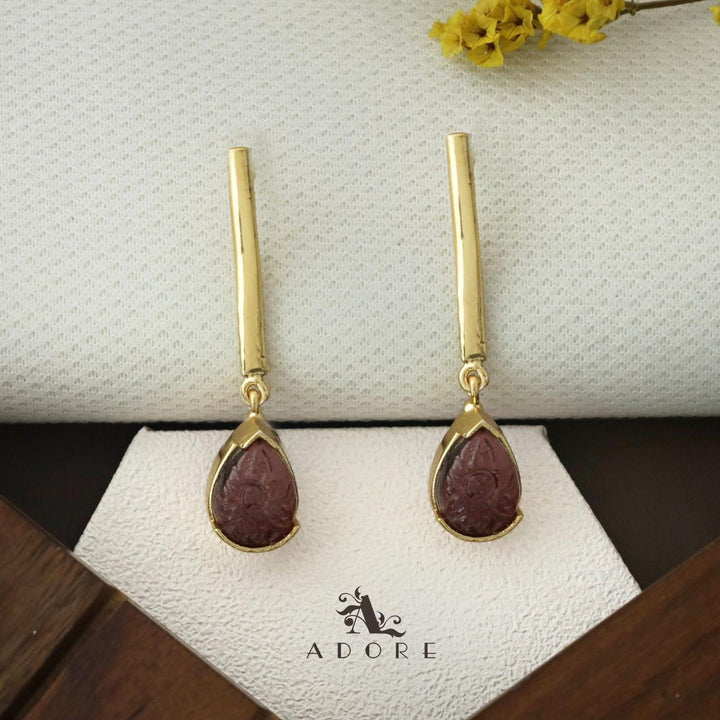 Golden Sticky Carved Drop Earring