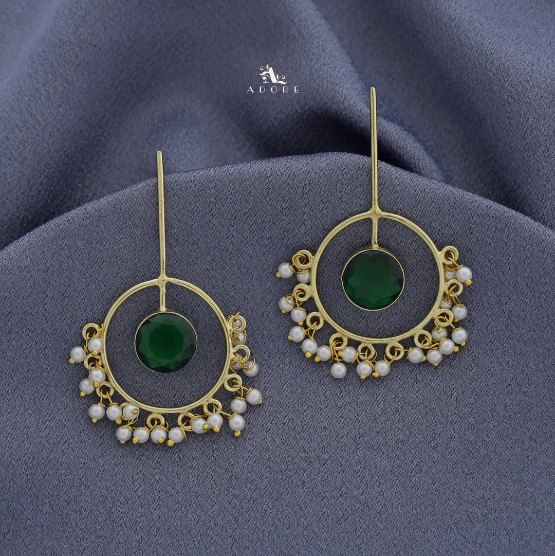Golden Circle Pendulum Pearl Earring