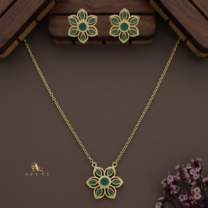 Rika Floral Long Neckpiece With Earring