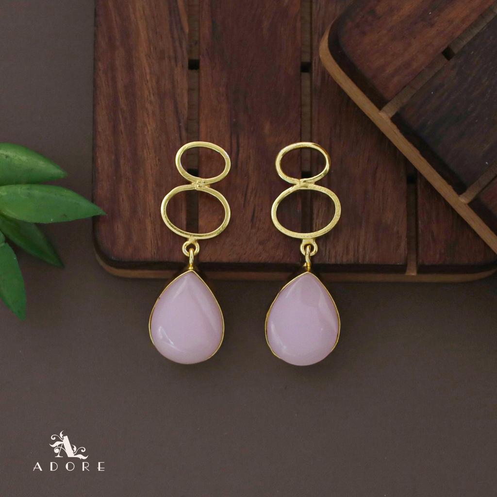 Golden Dual Oval Glossy Drop Earring