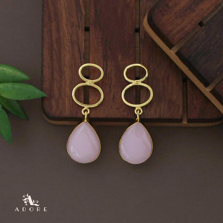 Golden Dual Oval Glossy Drop Earring