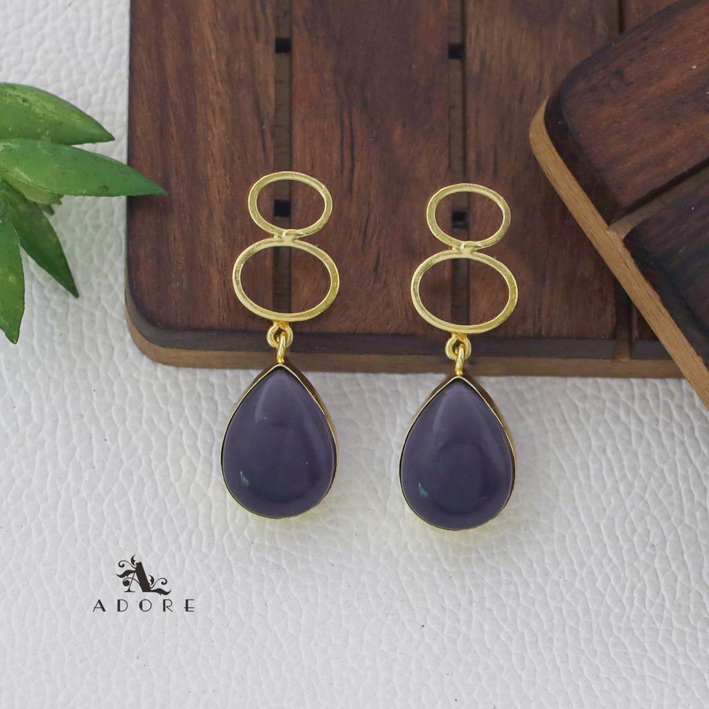 Golden Dual Oval Glossy Drop Earring