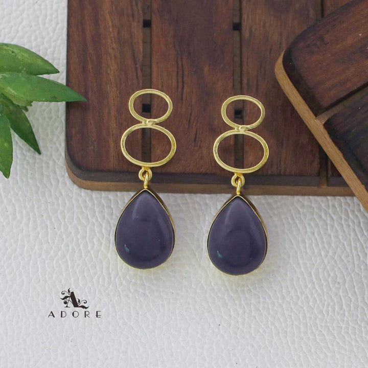 Golden Dual Oval Glossy Drop Earring