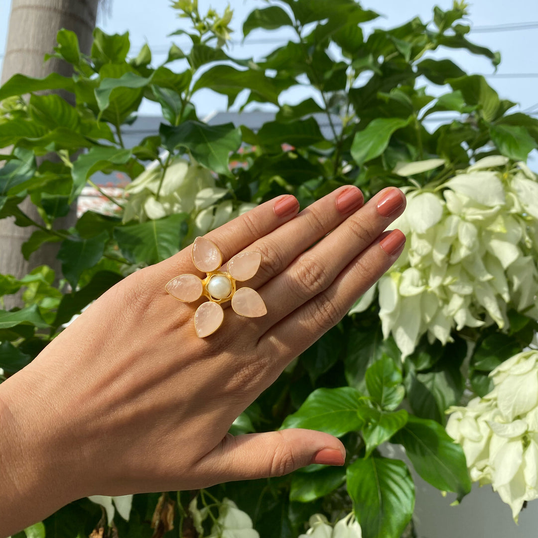 Adore Raw Stone- Flower Ring (Colours Available)