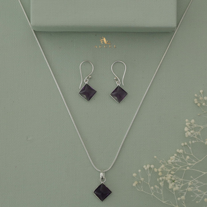 Riga Glossy Diamond Drop Neckpiece With Earring