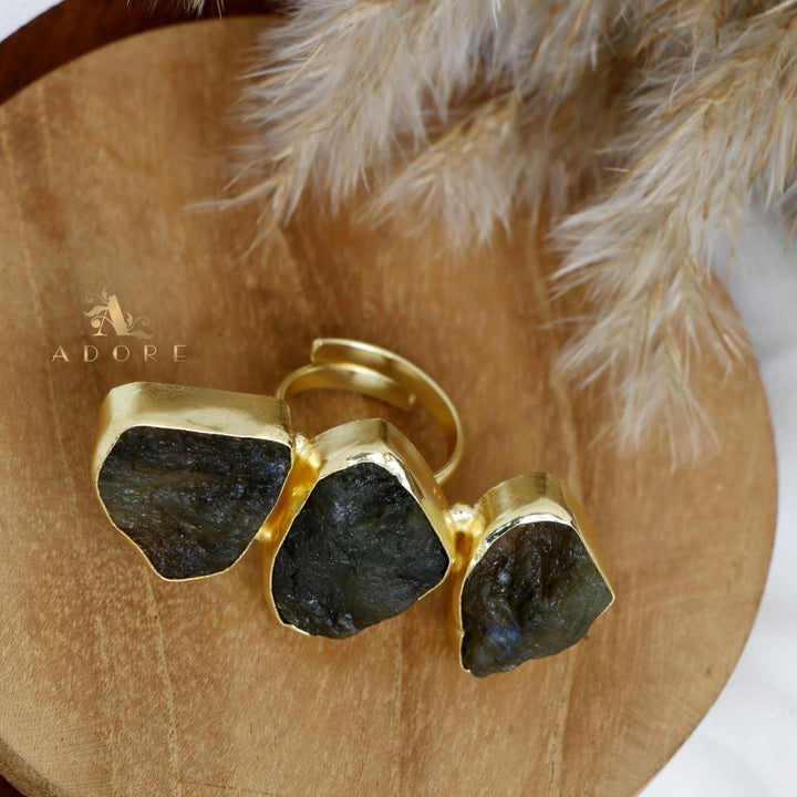 Three Raw Stone Ring