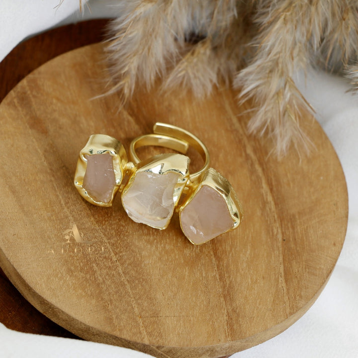 Three Raw Stone Ring