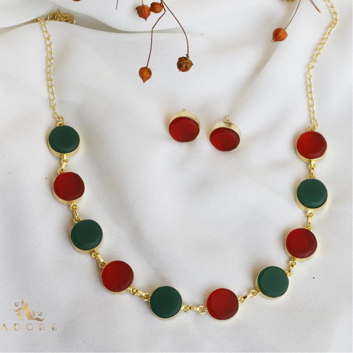 Dual Tone Neckpiece (Green + Maroon)