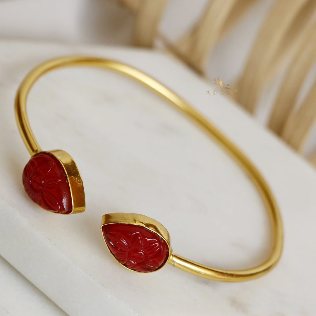 Carved Twin Flower Bracelet