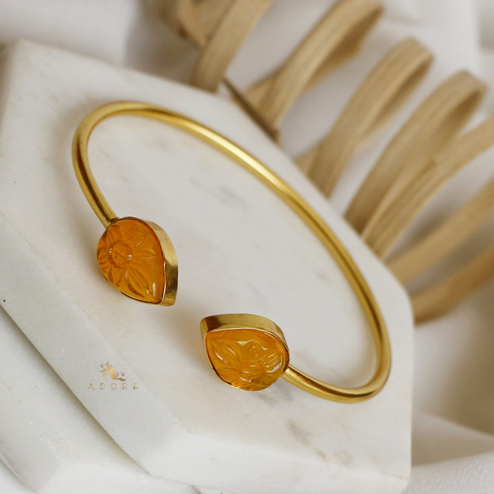 Carved Twin Flower Bracelet