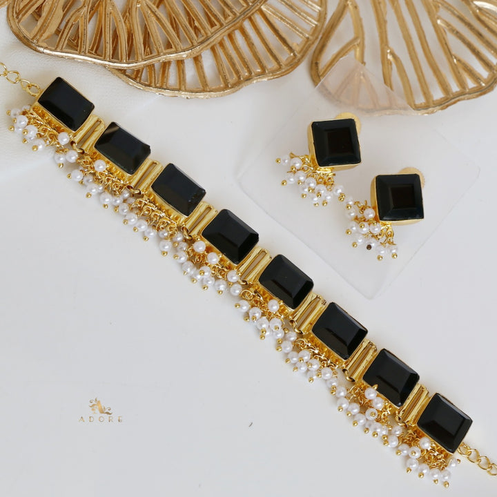 Urwasi Golden Pearl Drop Choker With Earring