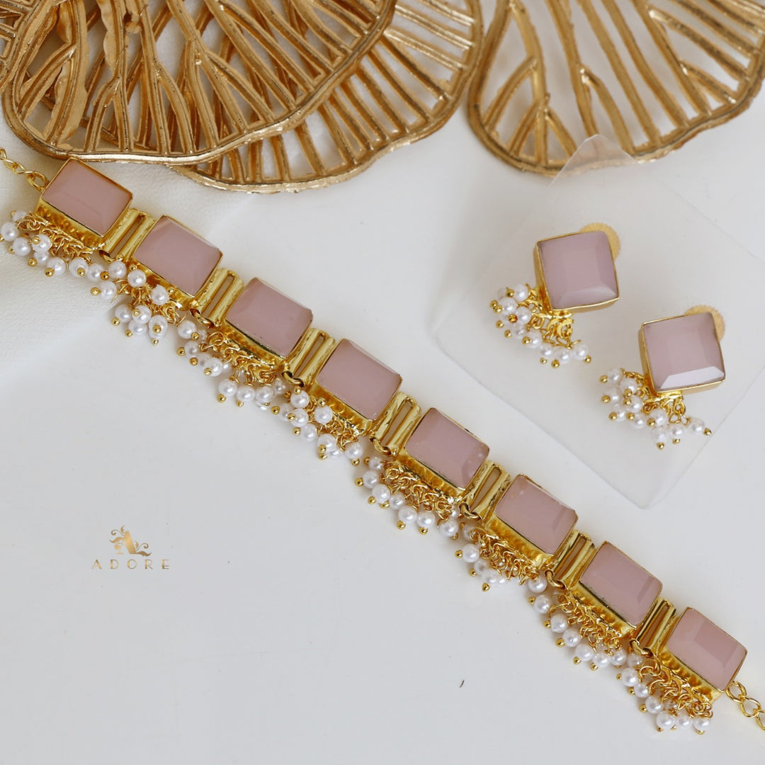 Urwasi Golden Pearl Drop Choker With Earring