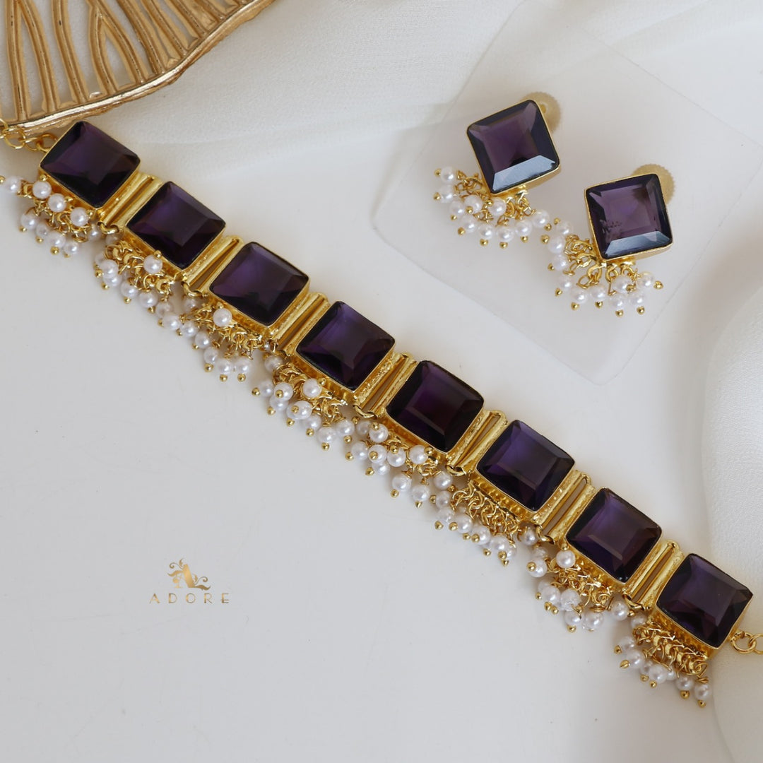 Urwasi Golden Pearl Drop Choker With Earring