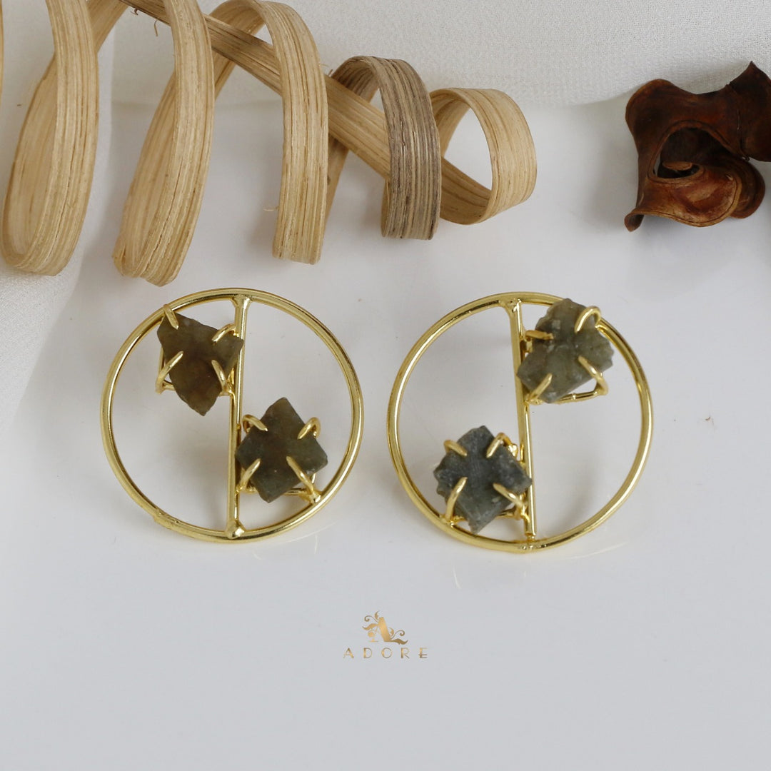 Golden Tiarah Raw Stone Earring