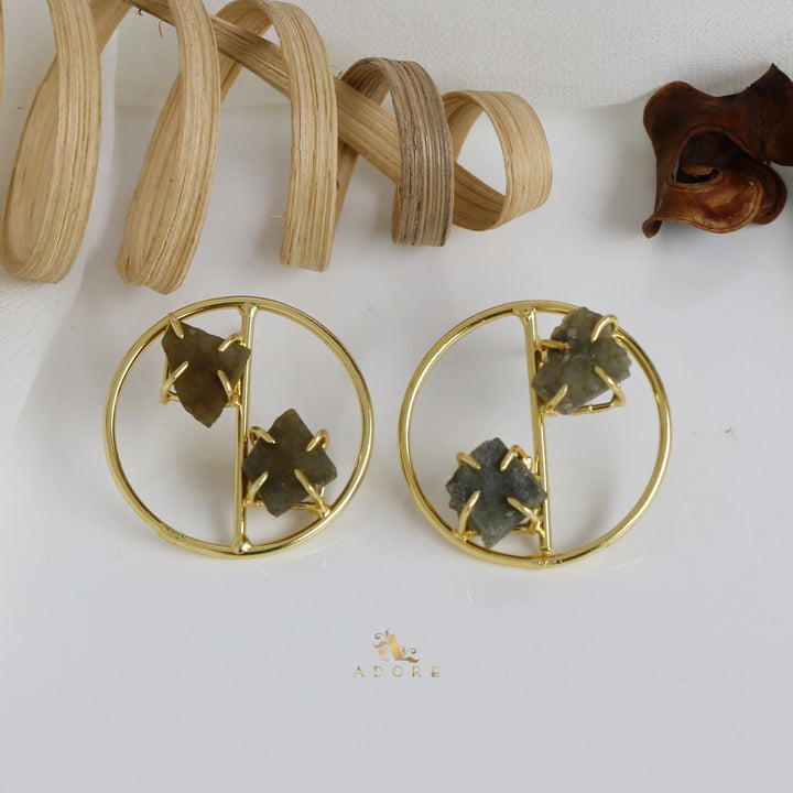Golden Tiarah Raw Stone Earring