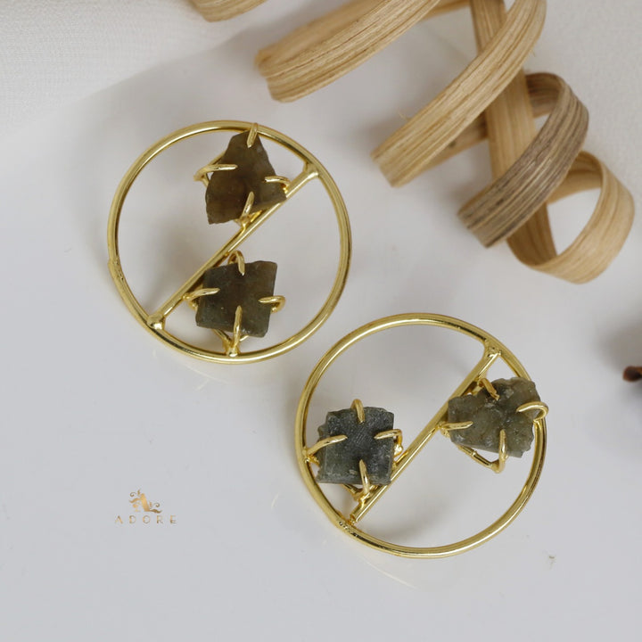 Golden Tiarah Raw Stone Earring