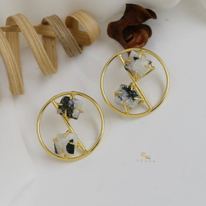 Golden Tiarah Raw Stone Earring