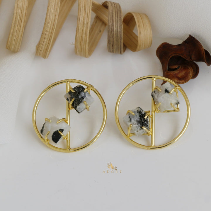 Golden Tiarah Raw Stone Earring