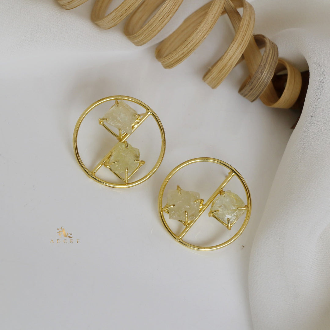 Golden Tiarah Raw Stone Earring