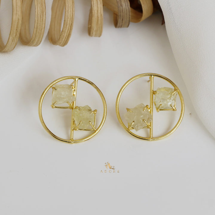 Golden Tiarah Raw Stone Earring
