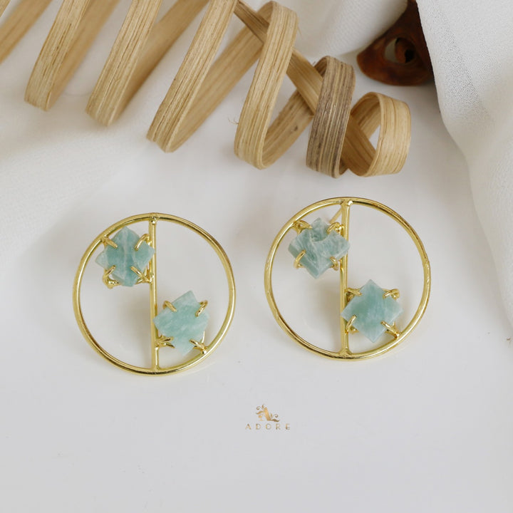 Golden Tiarah Raw Stone Earring