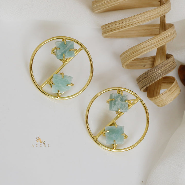 Golden Tiarah Raw Stone Earring