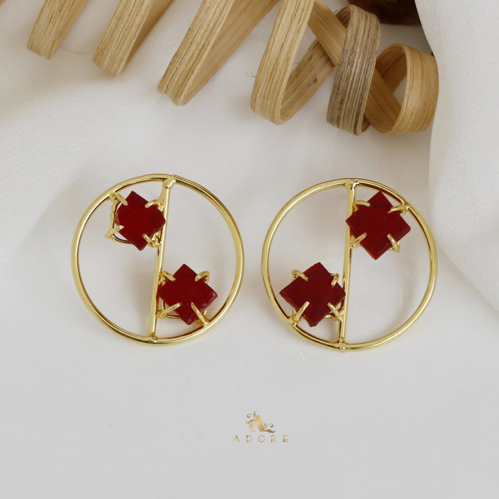 Golden Tiarah Raw Stone Earring