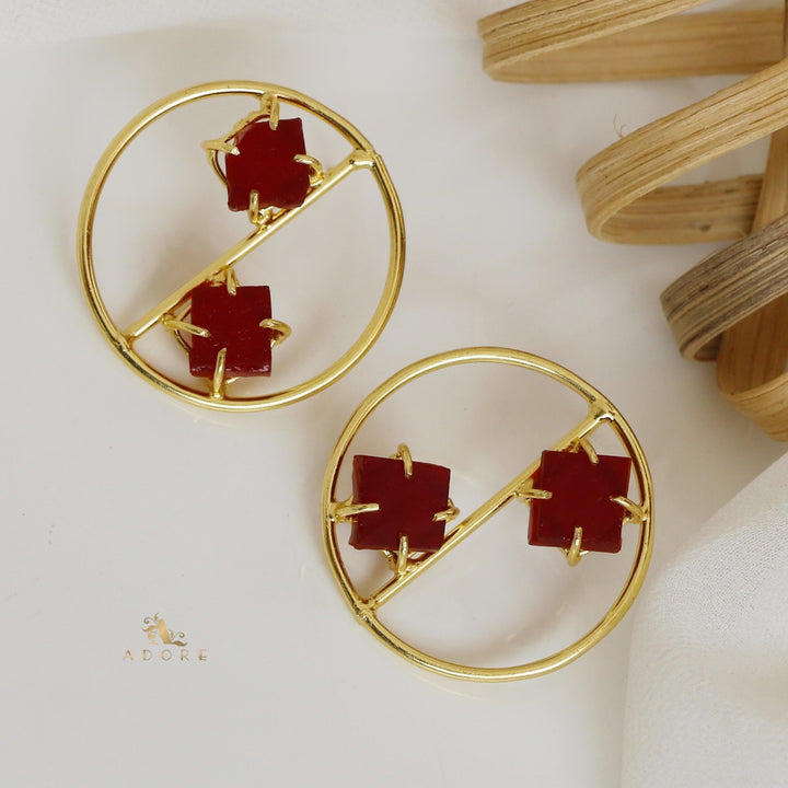 Golden Tiarah Raw Stone Earring