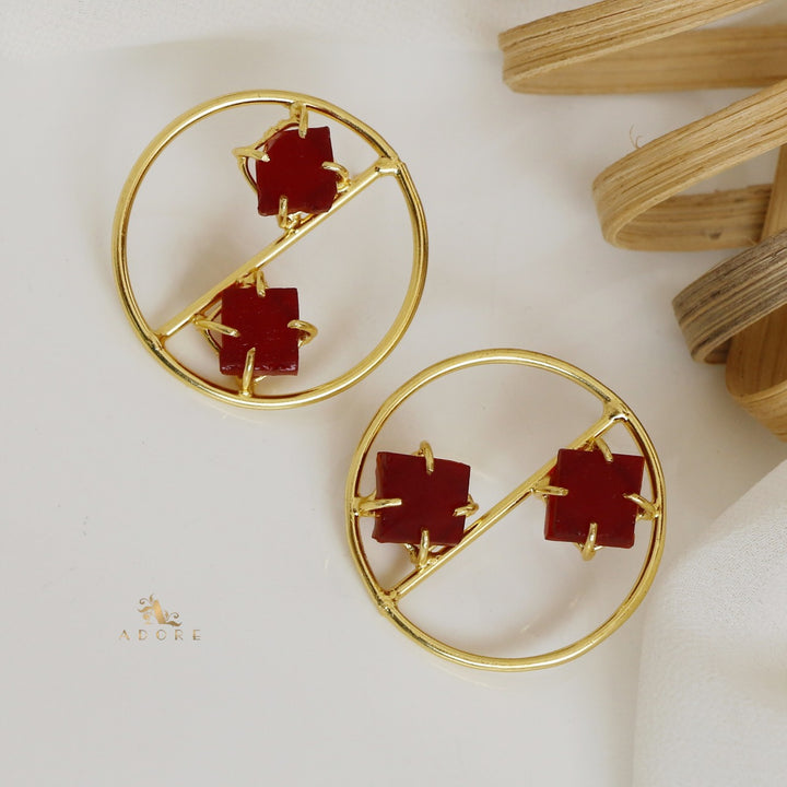 Golden Tiarah Raw Stone Earring
