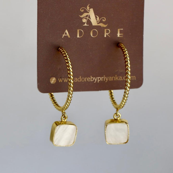 Golden Twisted MOP Earring