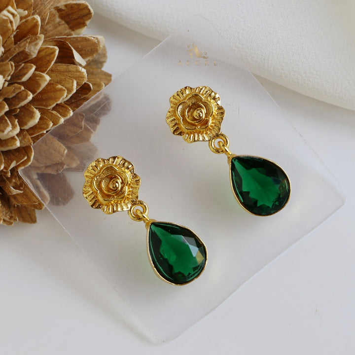 Golden Rosy Teardrop Earring