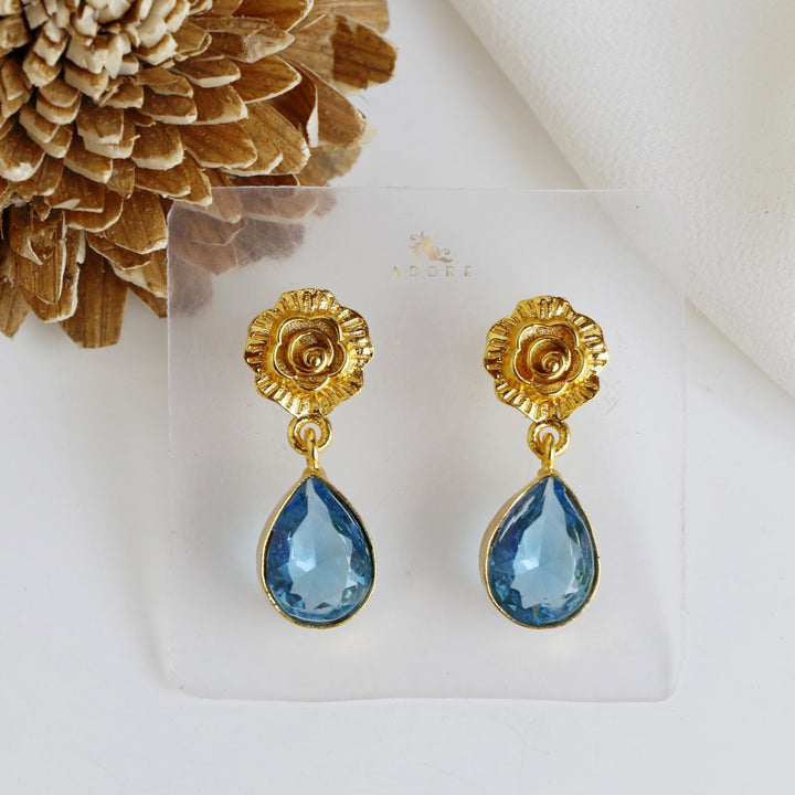 Golden Rosy Teardrop Earring